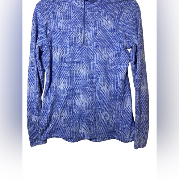 Kirkland Signature Women’s Quarter Zip Pullover Small Blue Geometric Long Sleeve - Picture 3 of 7